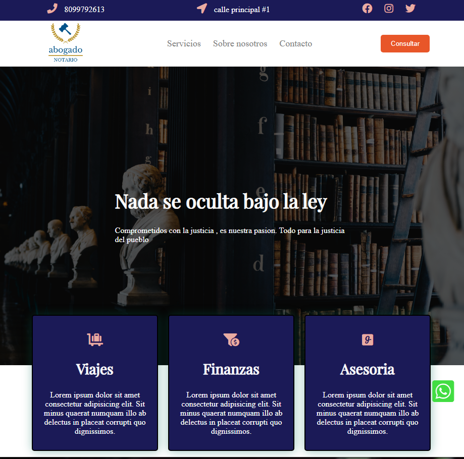 pagina web para bogados para ofrecer o mostrar servicios